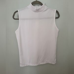 Anderson - Little Sleeveless Mock Ribbed Neck Tank White Stretch Large‎ Vintage